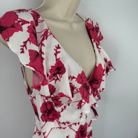 Free People dress XS French Quarter Floral True Wrap Mini Ruffle Boho Bohemian - Picture 7 of 13